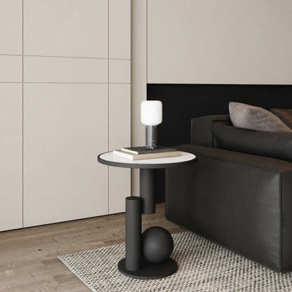 Scandinavian Cylinder Sintered Stone Side Table — Pink
