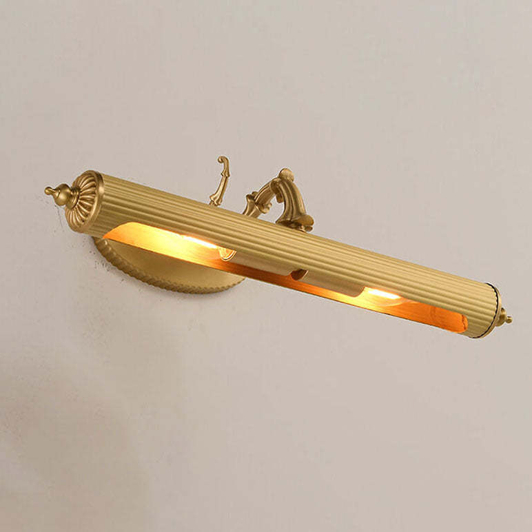 French Antique Copper Cylindrical Vanity Wall Sconce