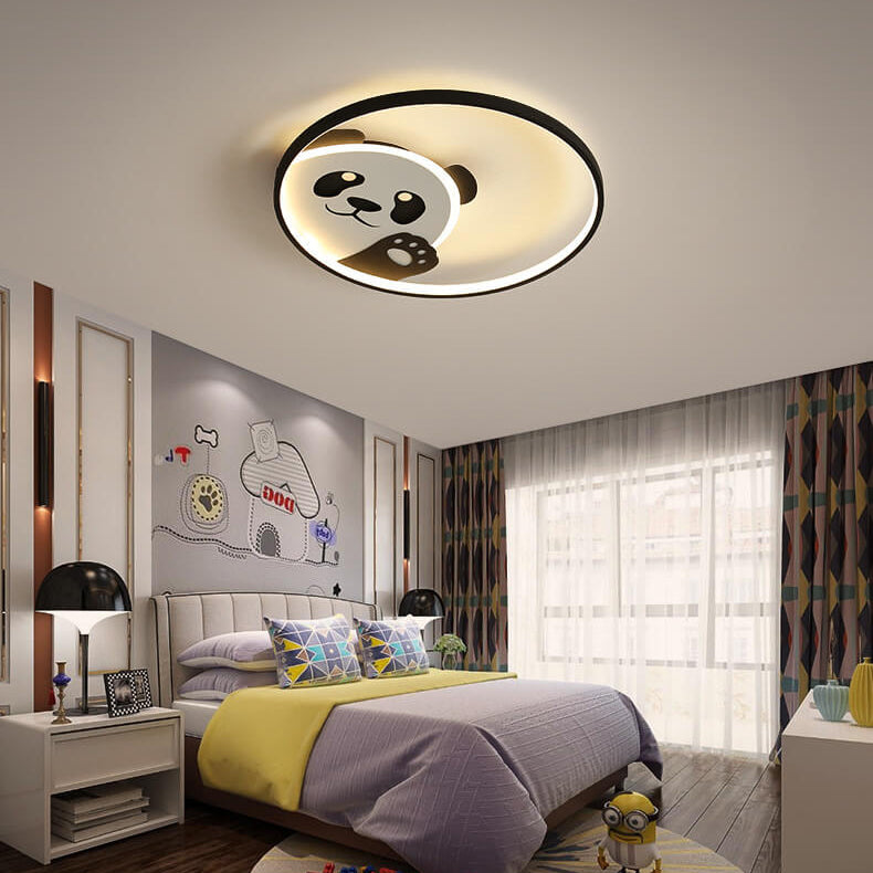 Cartoon Panda Round LED Flush Mount Light
