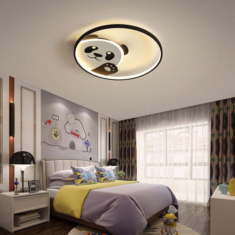Cartoon Panda Round LED Flush Mount Light
