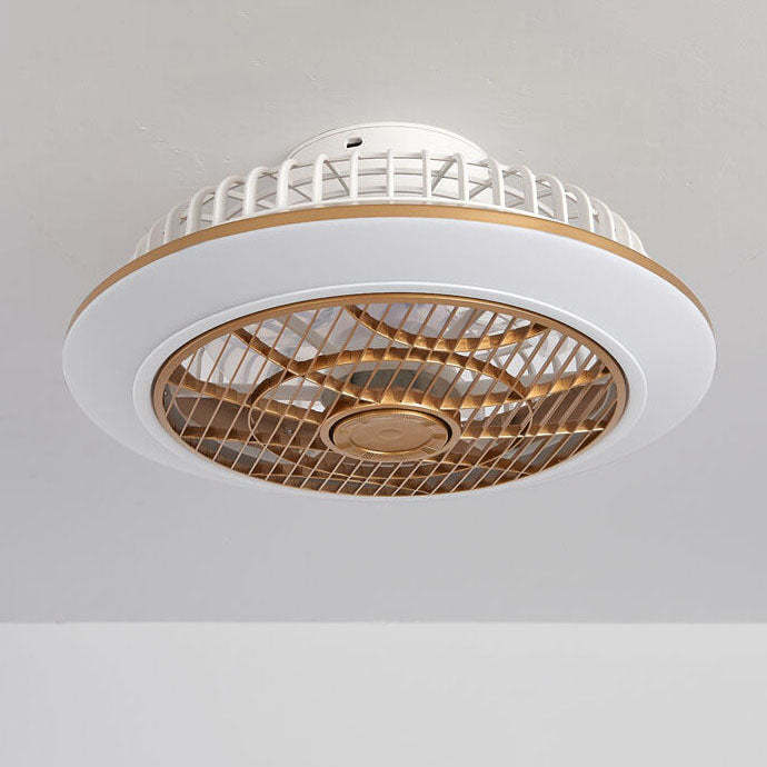 Minimalist Round Cage Iron Acrylic LED Flush Mount Fan Light