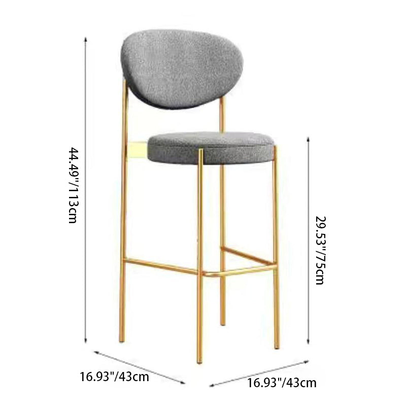 Scandinavian Oval Fabric Iron Bar Stool — Black / Blue
