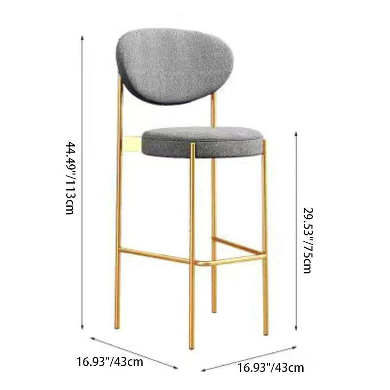 Scandinavian Oval Fabric Iron Bar Stool — Black / Blue