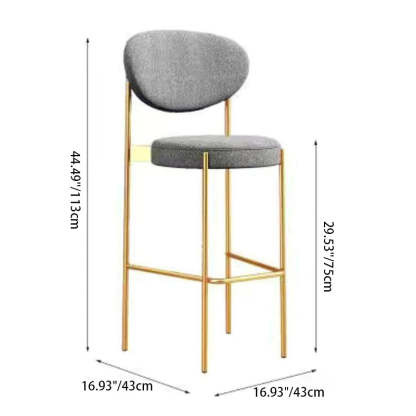 Scandinavian Oval Fabric Iron Bar Stool — Black / Blue