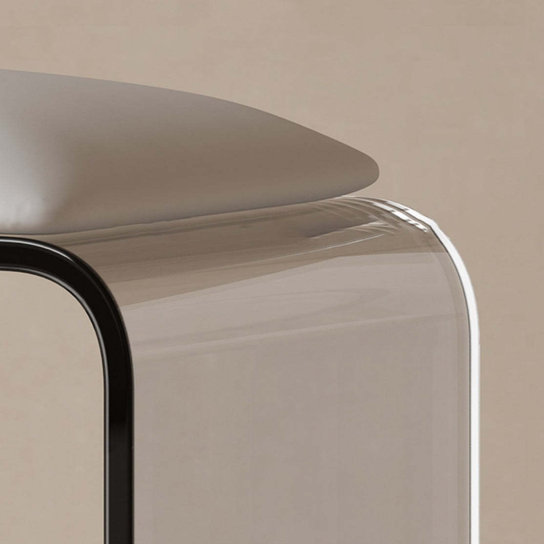 Minimalist Acrylic Leather Vanity Stool — Brown + Black Cushion