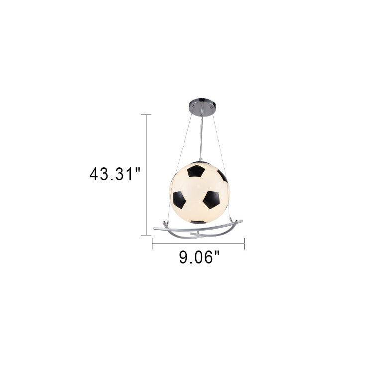Cartoon Soccer Glass Iron Kids Pendant Light