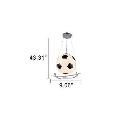Cartoon Soccer Glass Iron Kids Pendant Light