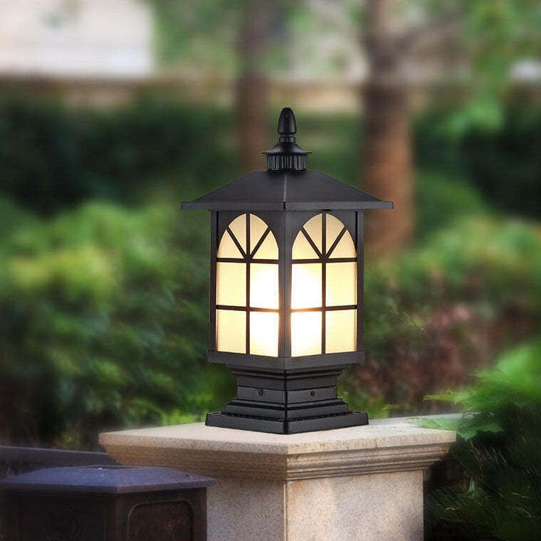 Chinese Frosted Aluminum Cage Post Landscape Light
