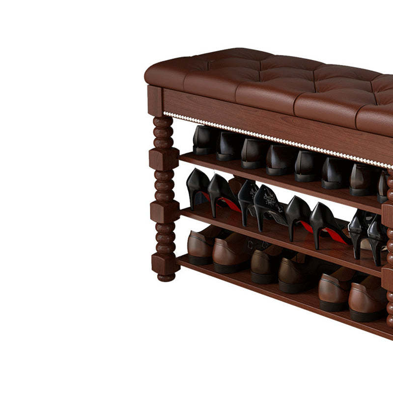 Scandinavian Microfiber Leather Wood Shoe Storage 3-Shelf