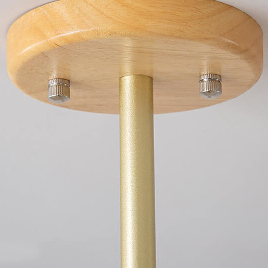Nordic Vintage Wooden Glass Dome Chandelier