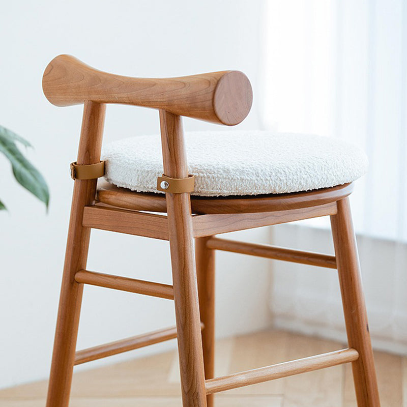 Modern Wood Lambswool Round Vanity Stool
