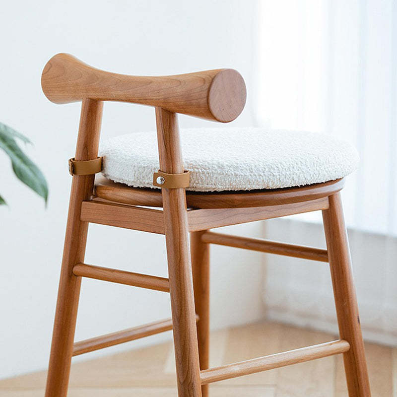 Modern Wood Lambswool Round Vanity Stool