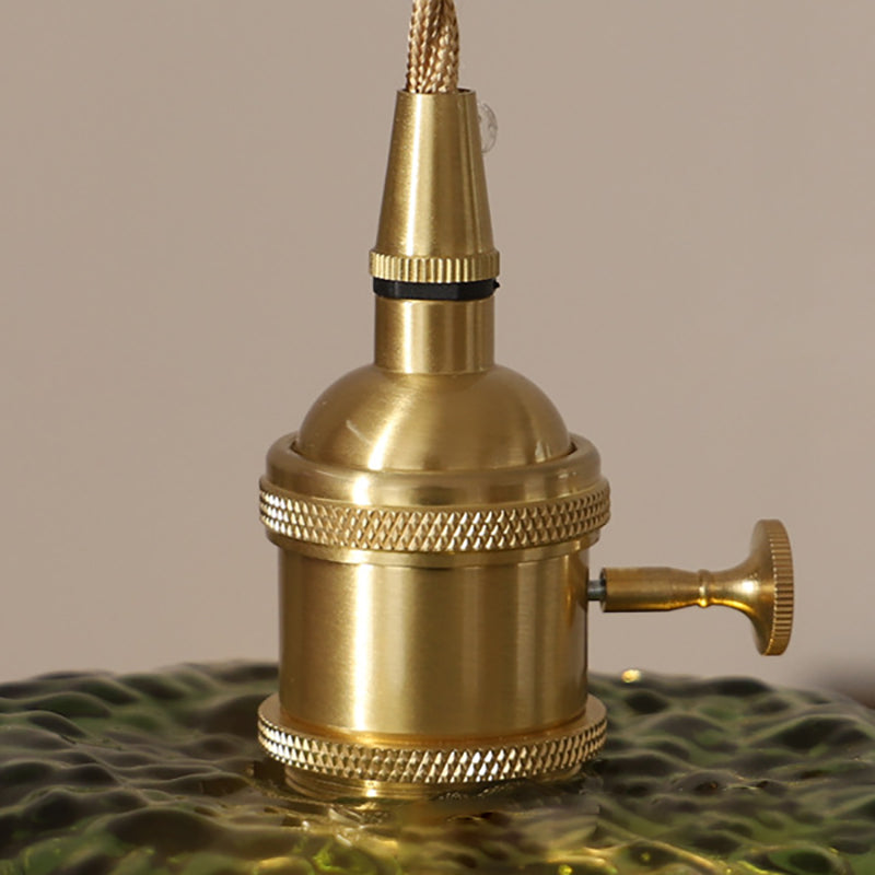 Vintage Lotus Leaf Glass Brass Pendant