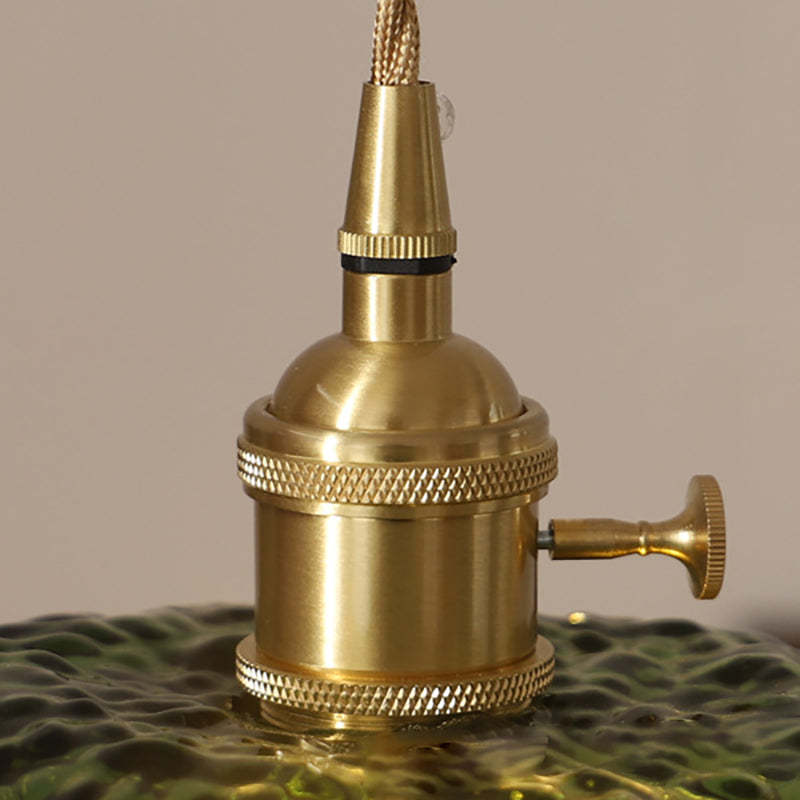 Vintage Lotus Leaf Glass Brass Pendant