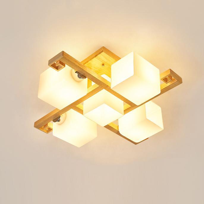 Nordic Solid Wood 4/5/8/9-Light Flush Mount