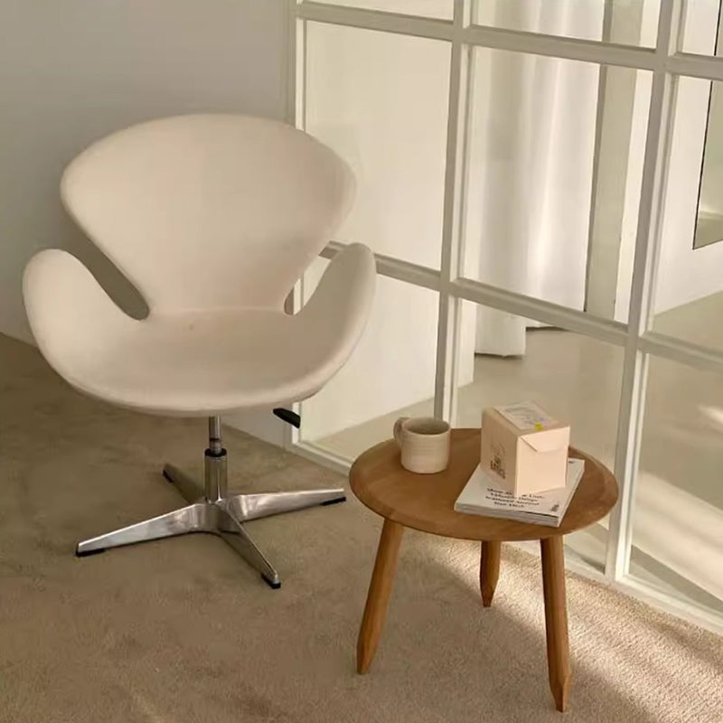 Minimalist Flannel Lambskin Movable Desk Chair — Yellow - Flannel / With Footrest