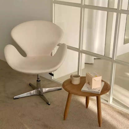 Minimalist Flannel Lambskin Movable Desk Chair — Yellow - Flannel / With Footrest
