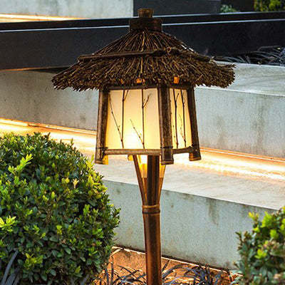 Traditional Rustic Bamboo Steel LED Outdoor Landscape Light