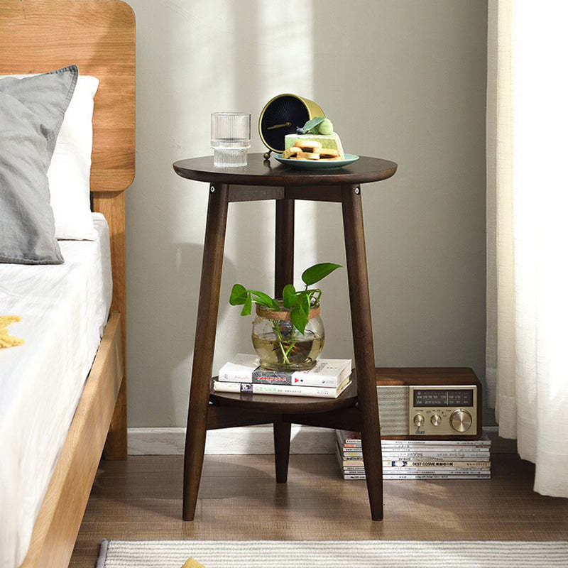 Scandinavian Round Wood 1-Shelf Side Table