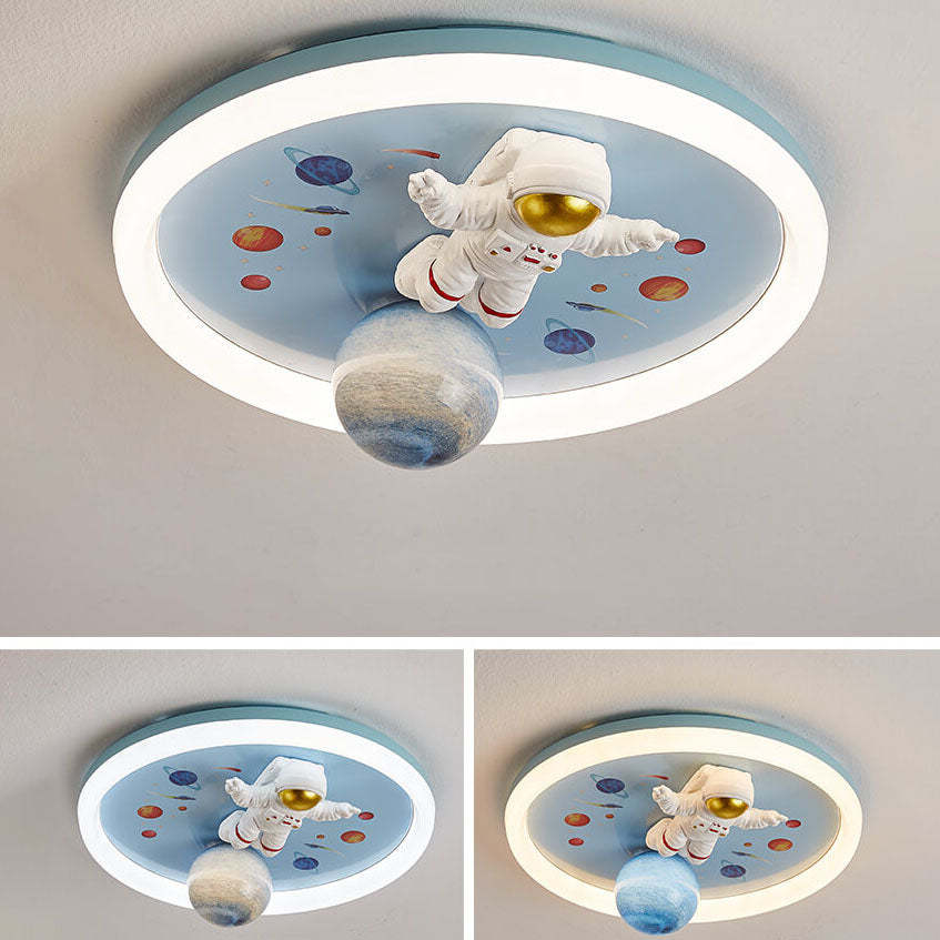 Cartoon Resin Astronaut Acrylic LED Flush Ceiling Light