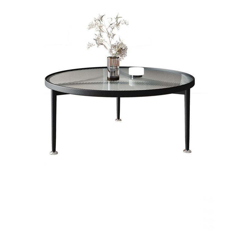 Nordic Round Glass Iron 3-Leg Coffee Table