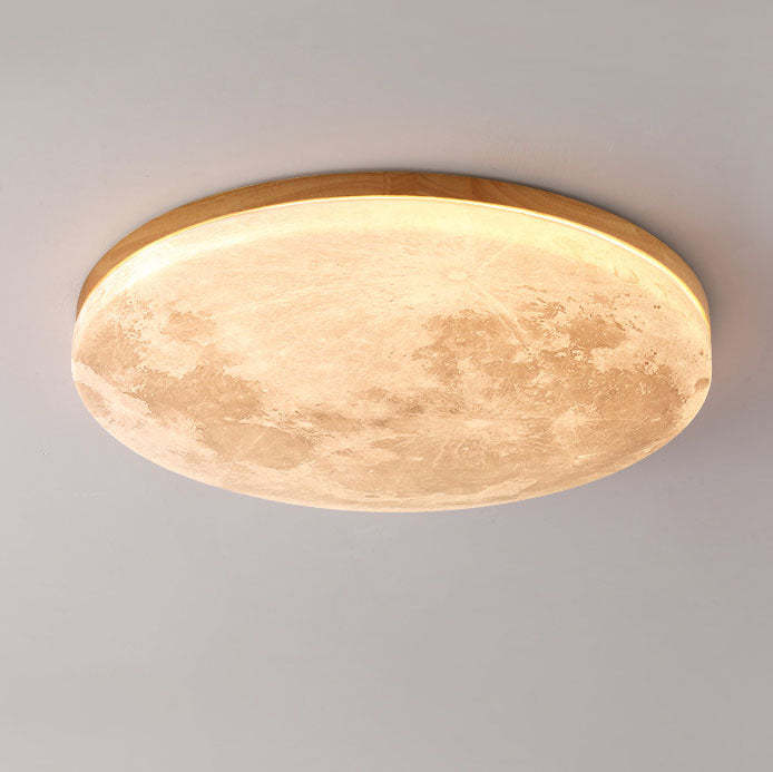Nordic Minimalist Moon Round Acrylic LED Flush Mount Light