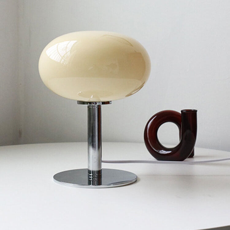 Nordic Vintage Cream Round Glass Table Lamp