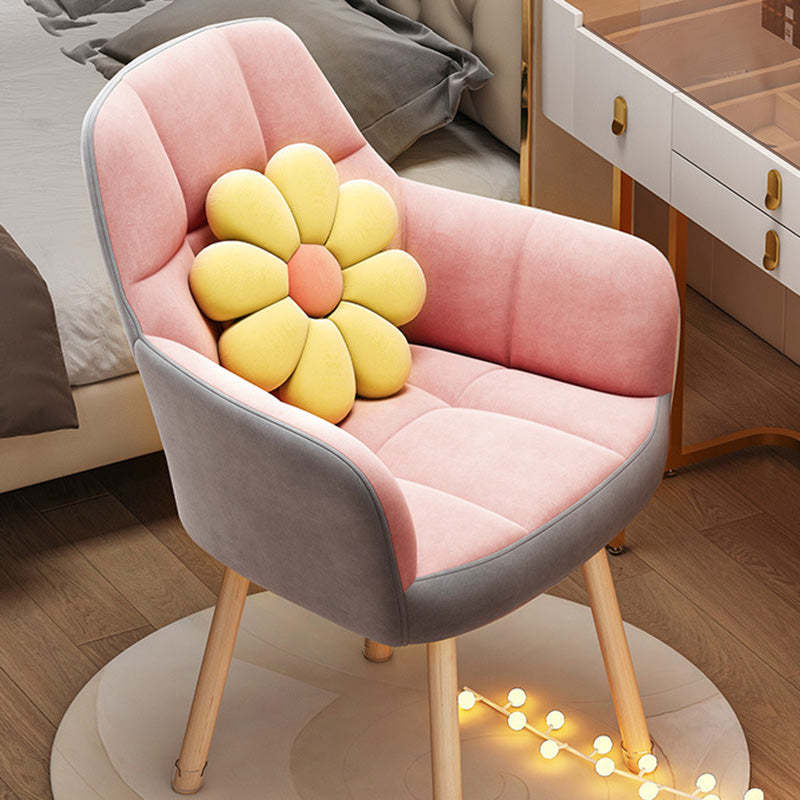 Modern Velvet Tapered-Leg Vanity Stool