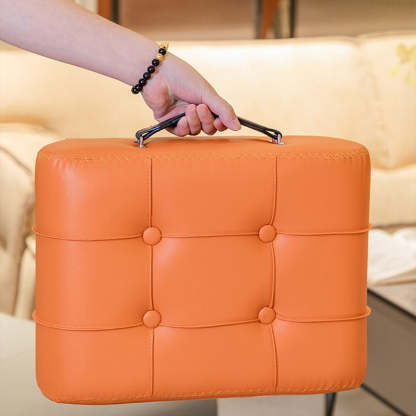 Modern Tufted Faux Leather Portable Footstool