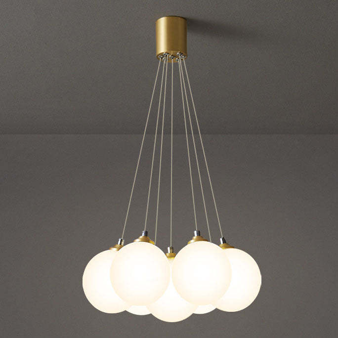 Nordic Luxe Glass Balloon Brass Chandelier