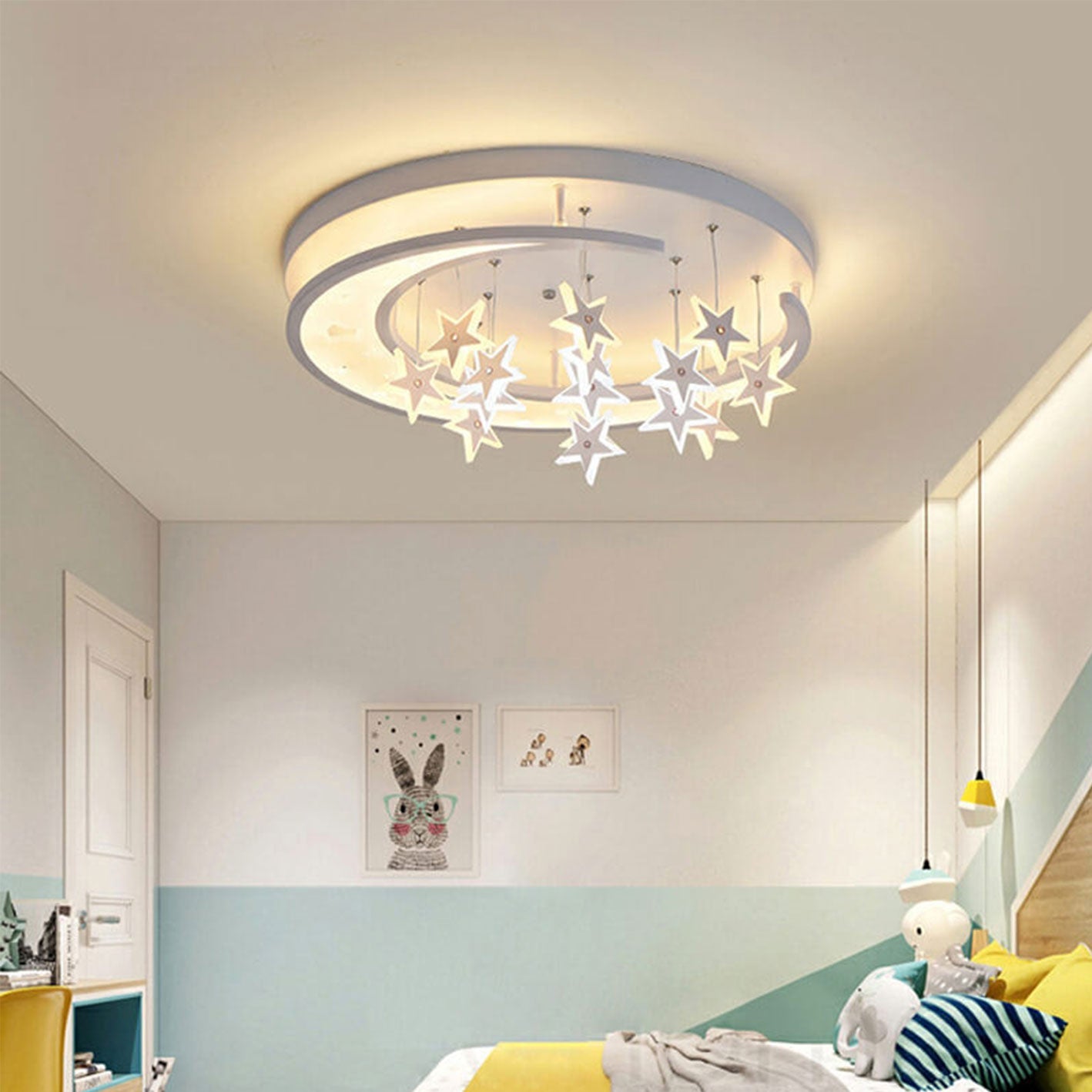 Modern Hanging Star Round LED Flush Mount Light