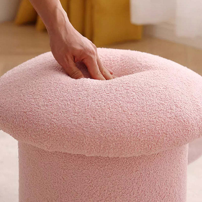 Mushroom Velvet Pouf Footstool — Blue