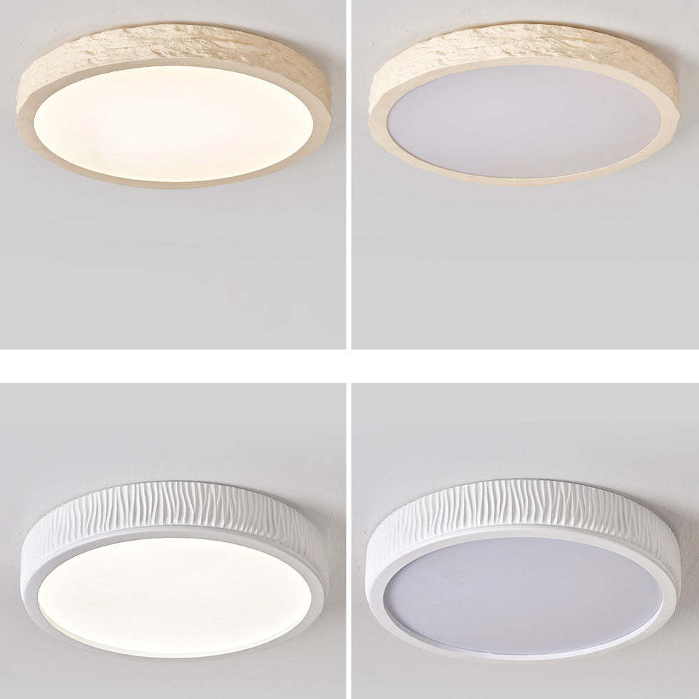 Minimalist Stone Grain Resin Iron LED Flush Mount Light