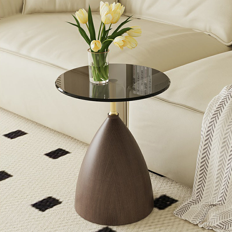 Minimalist Cone Glass Steel End Table