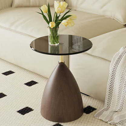 Minimalist Cone Glass Steel End Table