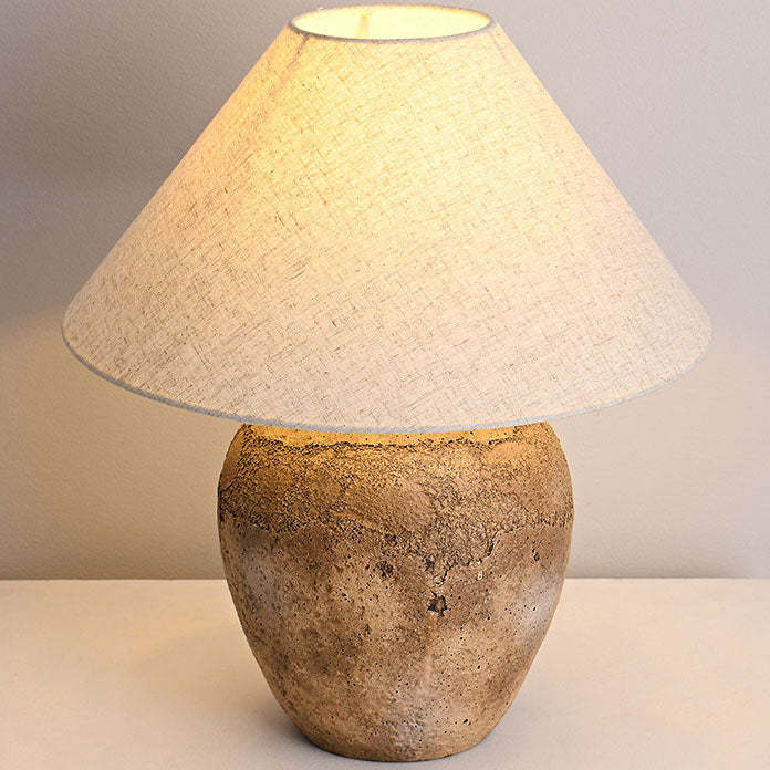 Shabby Chic Cone Fabric Ceramic Jar Table Lamp
