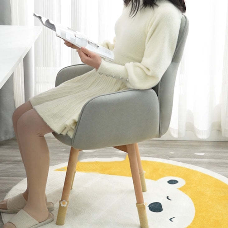 Nordic Fabric Upholstered Wood-Leg Vanity Stool