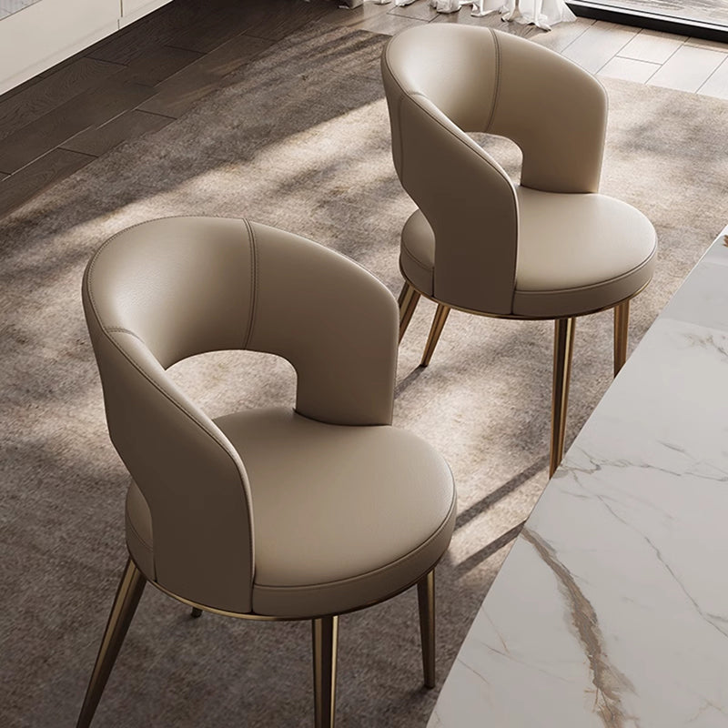 Nordic Curved Upholstered Leather Steel Dining Chair