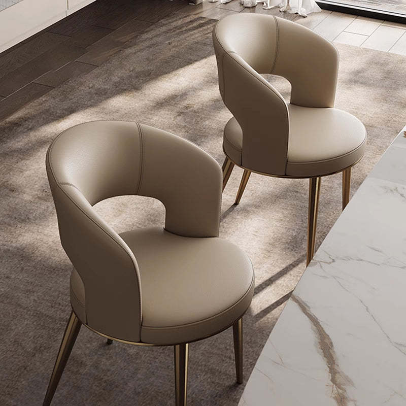 Nordic Curved Upholstered Leather Steel Dining Chair