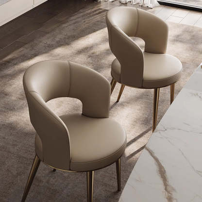 Nordic Curved Upholstered Leather Steel Dining Chair