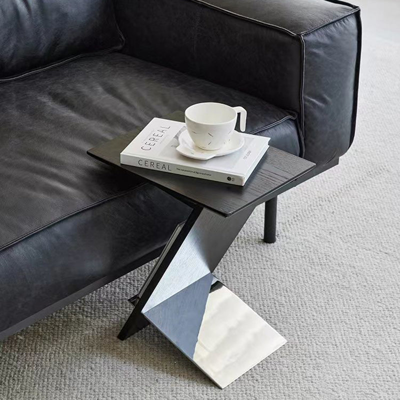 Minimalist Z-Shape Wood Metal End Table