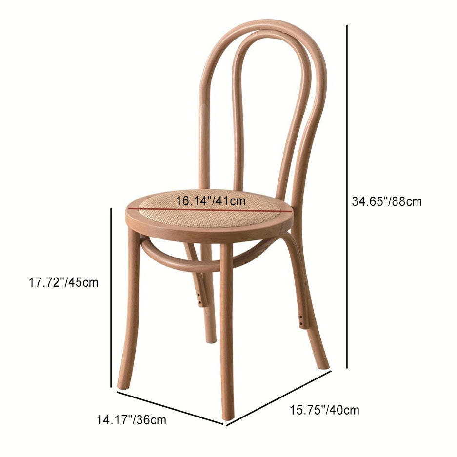 Chinese Wood Rattan Four-Leg Dining Chair — A / Wood Color