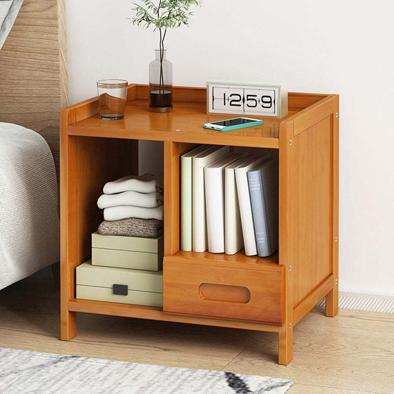 Minimalist Bamboo 1/2-Drawer Nightstand — F - 1 Drawer - Original Wood Color