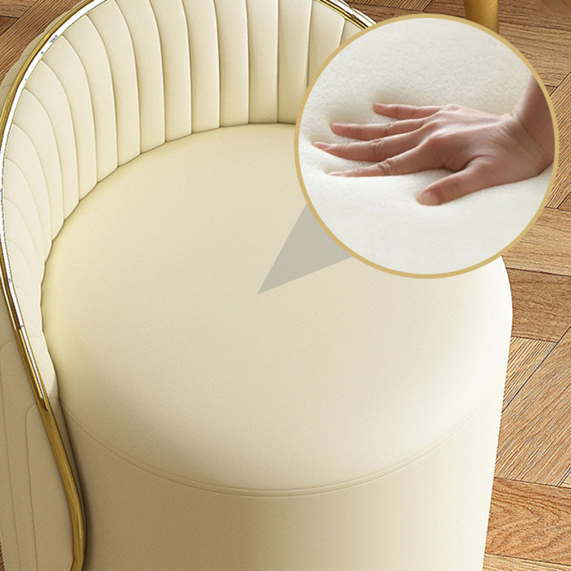 Minimalist Cylinder Iron Leather Vanity Stool