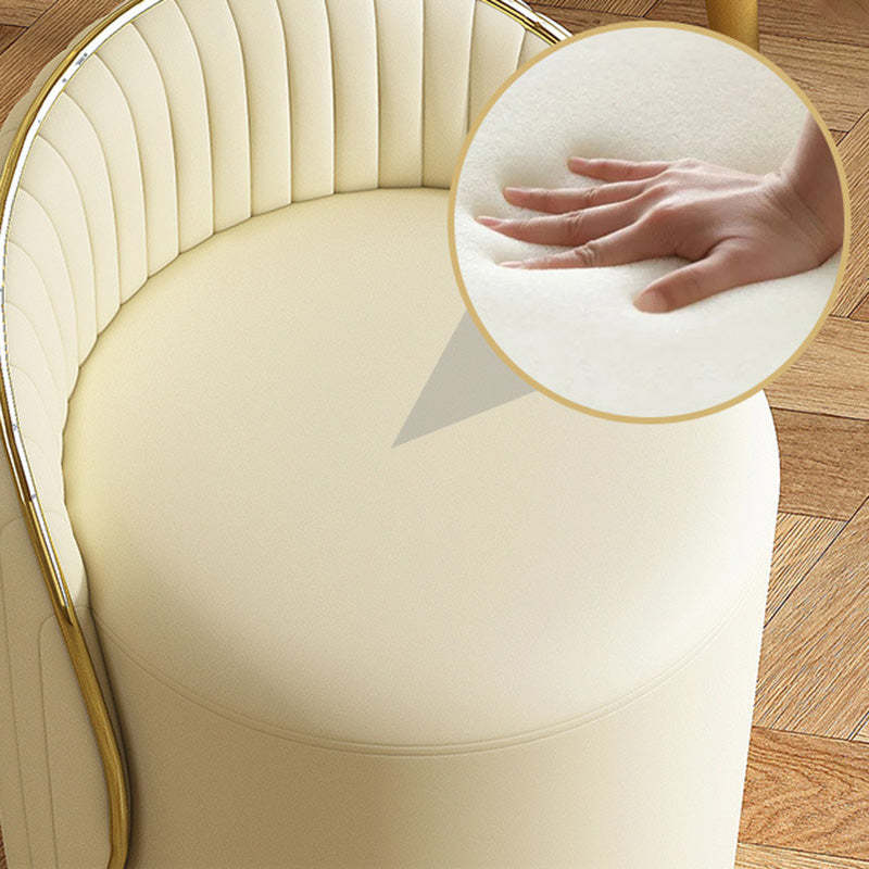 Minimalist Cylinder Iron Leather Vanity Stool