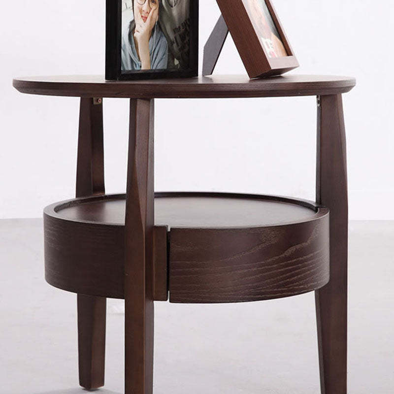 Minimalist Round Wood Double Coffee Table