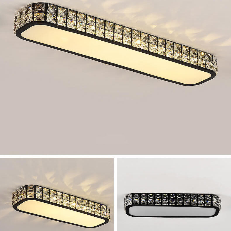 Modern Crystal Strip Acrylic LED Flush Mount Light — Medium - White / Warm Light (3000K) / 220V-240V For UK/AU