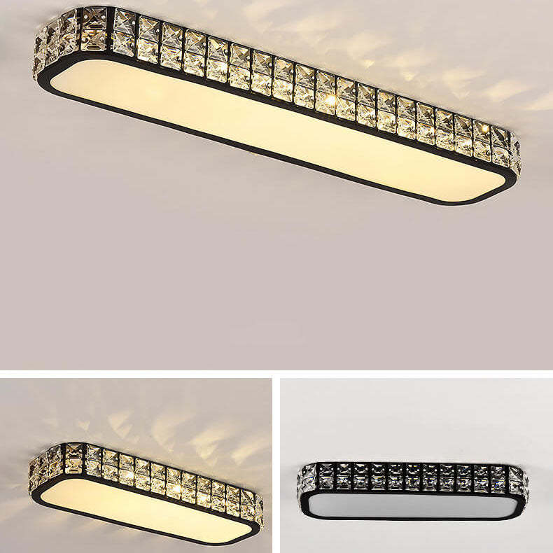 Modern Crystal Strip Acrylic LED Flush Mount Light — Medium - White / Warm Light (3000K) / 220V-240V For UK/AU