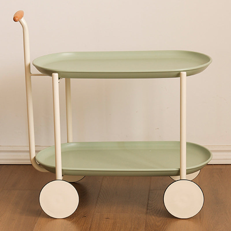 Contemporary Wood Metal Oval End Table 2-Tier