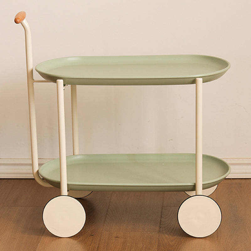 Contemporary Wood Metal Oval End Table 2-Tier